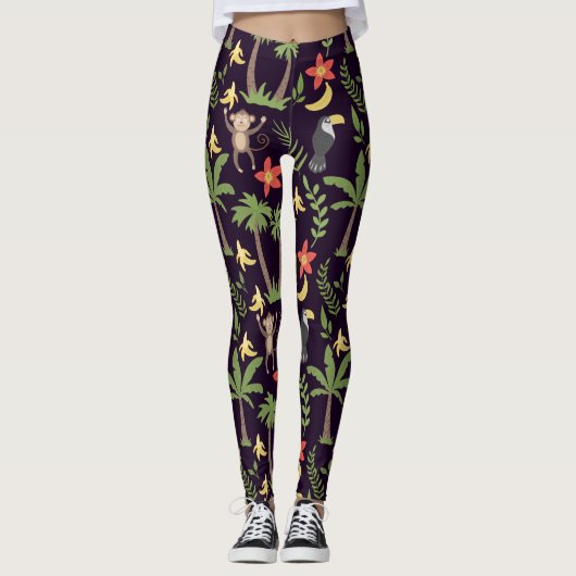 Leggings Animaux tropicaux singes motifs sans soudure & mac (Devant)