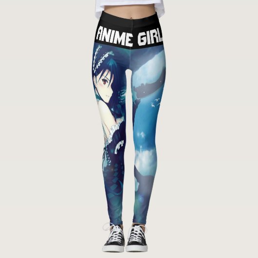 Leggings Anime Girl & Sword Design (Devant)