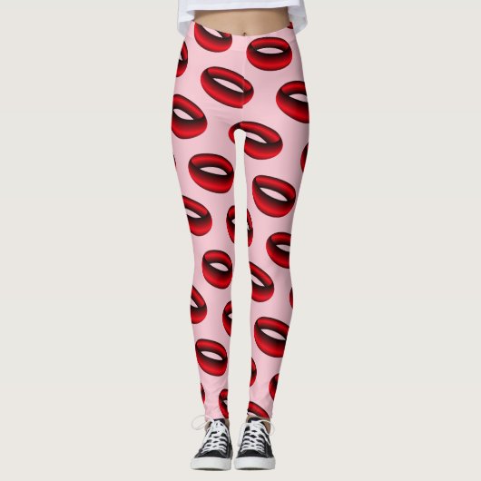 Leggings Anneaux de dégradé rouge et noir (Devant)