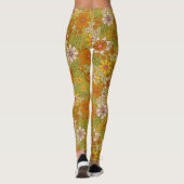 Leggings Années 1960, 1970 Vert & Orange Retro Floral (Dos)