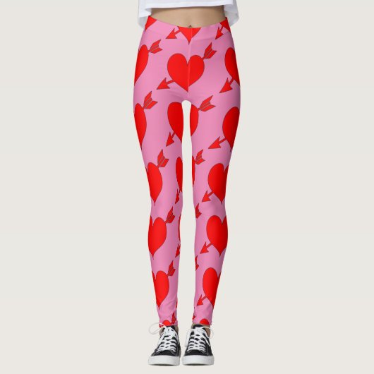 Leggings Anniversaire rose Amour Coeur rouge (Devant)