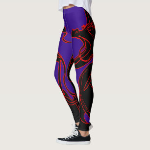 Leggings Anopurodon Double Dragon Black PUrple