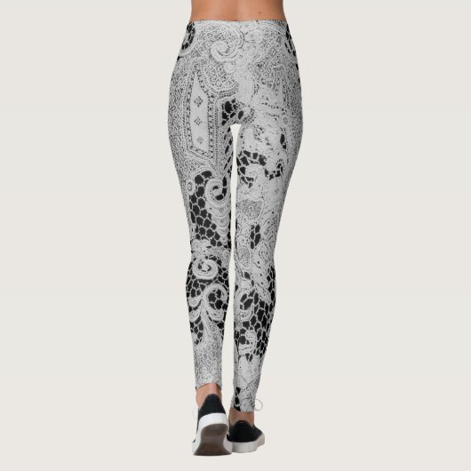 LEGGINGS ANTIEK KANT PATROON ZWART EN GRIJS (Achterkant)