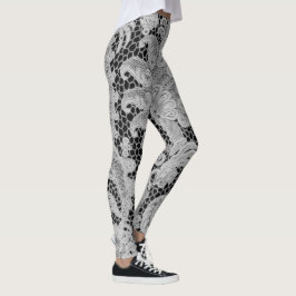 LEGGINGS ANTIEK KANT PATROON ZWART EN GRIJS