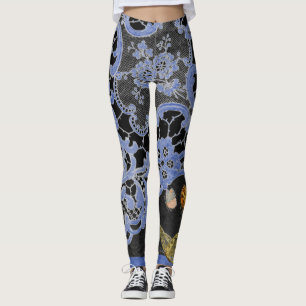 LEGGINGS ANTIEK LACE PATROON MET BUTTERFLIES