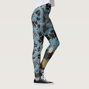 LEGGINGS ANTIEK LACE PATROON MET BUTTERFLIES