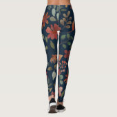 Leggings Antique aquarelle Imprimer floral sur marine (Dos)