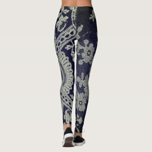 LEGGINGS ANTIQUE LACE MOTIF LÉGGINGS BLEU ET GRIS (Dos)