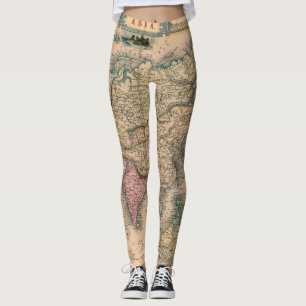 Leggings Antique vieille carte inspirée (11)