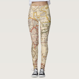Leggings Antique vieille carte inspirée (6)