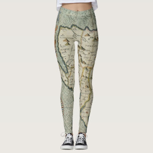 Leggings Antique vieille carte inspirée (7)
