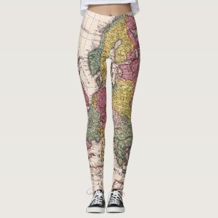 Leggings Antique vieille carte inspirée (9)