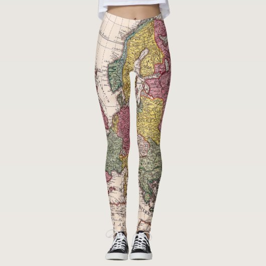 Leggings Antique vieille carte inspirée (9) (Devant)
