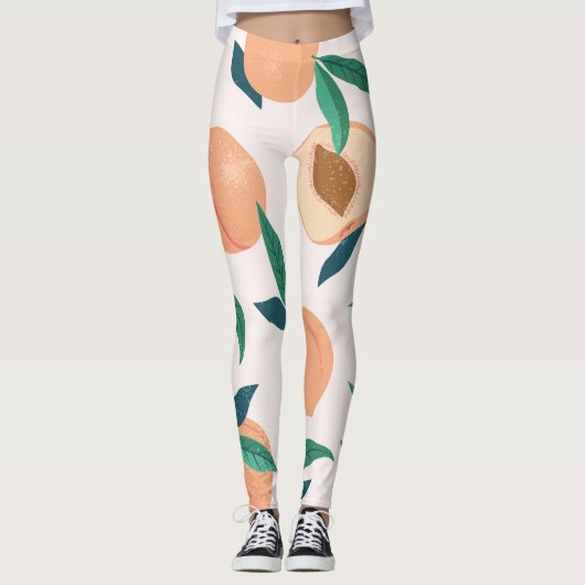 Leggings Appricot de Pêche : Motif Tropical Sans Seamless. (Devant)