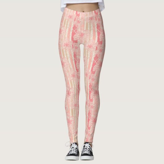 Leggings Apricot motif à rayures florales rose (Devant)