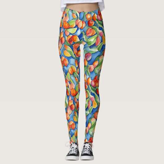 Leggings Apricots colorés uniques aquarelle (Devant)