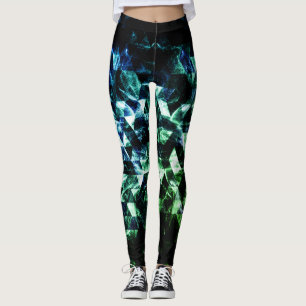 Leggings Aqua bleu Triangle noir Géométrique Smoky Abstrait