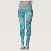 Leggings Aqua Blue et Coral Eau tropicale (Devant)