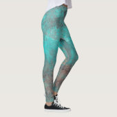 Leggings Aqua Blue et Grey Distressed Paint Splash (Droite)