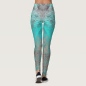 Leggings Aqua Blue et Grey Distressed Paint Splash (Dos)
