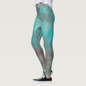 Leggings Aqua Blue et Grey Distressed Paint Splash (Gauche)