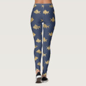 Leggings Aqua Blue Goldfish Mermaid Design Parties scintill (Dos)