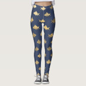 Leggings Aqua Blue Goldfish Mermaid Design Parties scintill (Devant)