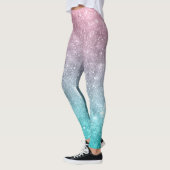 Leggings Aqua blue Pink ombre mer galaxie abstraite (Gauche)