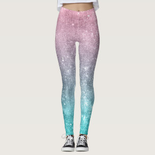 Leggings Aqua blue Pink ombre mer galaxie abstraite
