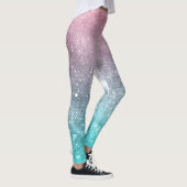 Leggings Aqua blue Pink ombre mer galaxie abstraite (Droite)