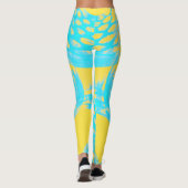 Leggings Aqua et Jambes Abstraites jaunes (Dos)