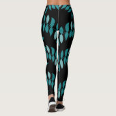Leggings Aqua et jungle tropicale noire Lancer l'oreiller (Dos)