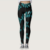 Leggings Aqua et jungle tropicale noire Lancer l'oreiller (Devant)