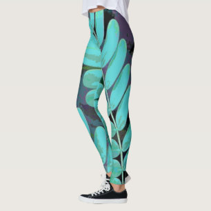 Leggings Aqua Feuilles