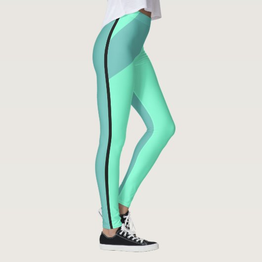 Leggings Aqua géométrique à deux tons et Turquoise (Droite)