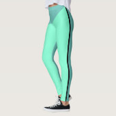 Leggings Aqua géométrique à deux tons et Turquoise (Gauche)