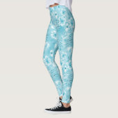 Leggings Aqua tropical Orchidées blanches Hibiscus Floral (Gauche)