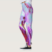 Leggings Aqua tropicale Abstraite et fleur d'Hibiscus pourp (Gauche)