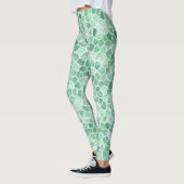 Leggings Aqua Turquoise Patchwork Terrazo Motif (Gauche)
