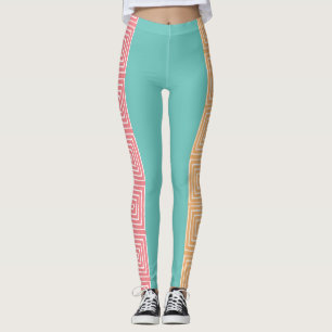 Leggings Aqua Yellow Rose et Maze Blanc Vêtements africains