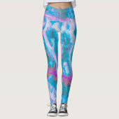 Leggings Aquarelle Abstraite bleu rose moderne (Devant)
