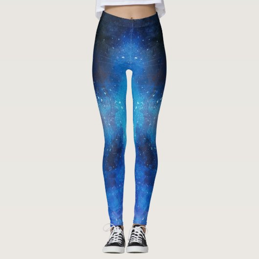 Leggings Aquarelle abstraite bleue (Devant)