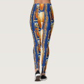 Leggings aquarelle abstraite bleue et jaune art motif (Dos)