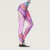 Leggings Aquarelle Abstraite rose turquoise lavande agate (Droite)