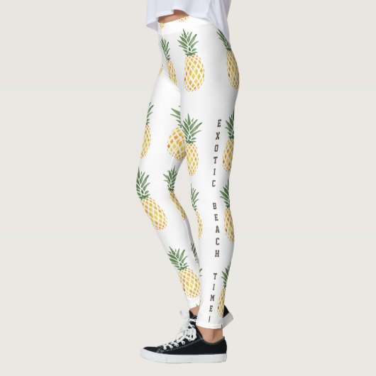 Leggings Aquarelle Ananas Plage exotique (Gauche)