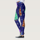 Leggings Aquarelle Arbres de Noël : Motif forestier. (Gauche)