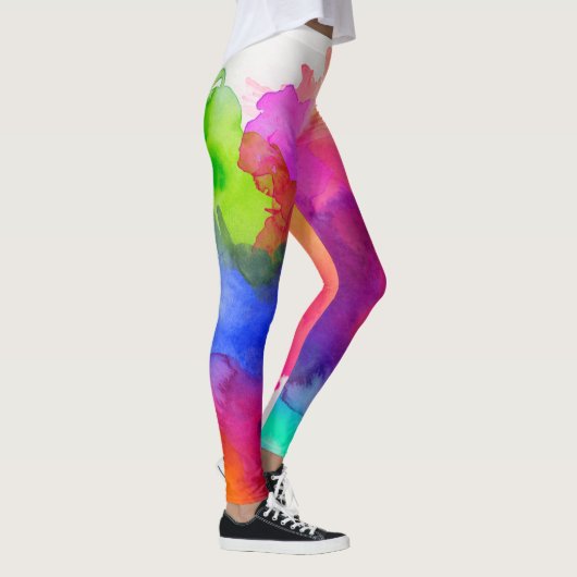 Leggings Aquarelle arc-en-ciel Abstraite (Droite)
