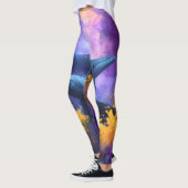 Leggings Aquarelle Baleines Jardin Océan Abstrait (Gauche)