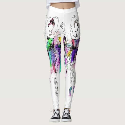 Leggings Aquarelle Ballerinas : Bright Dance Illustration (Devant)