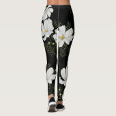 Leggings Aquarelle Blanc Cosmos Fleurs Peinture Botanique (Dos)